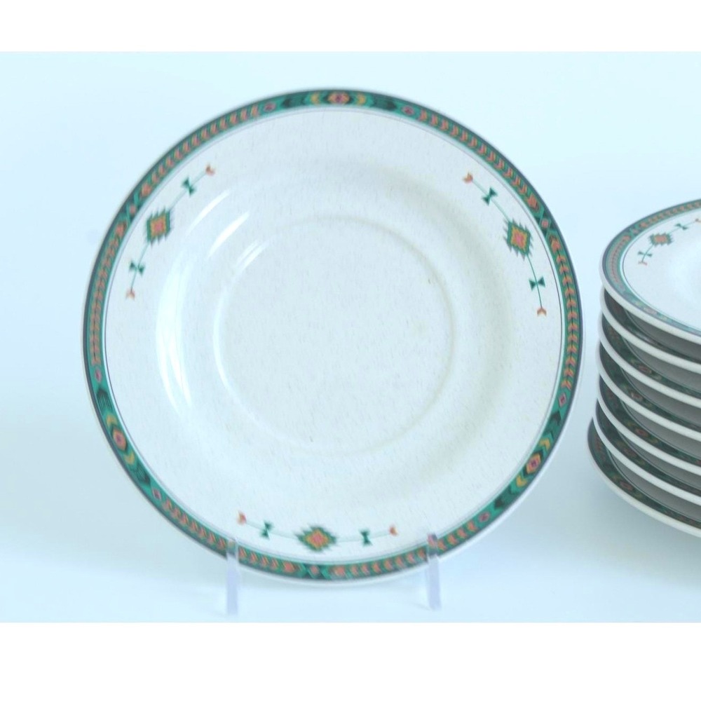 Studio Nova Adirondack Saucers Set of 8 Southwestern Geometric Stoneware 6.25"
